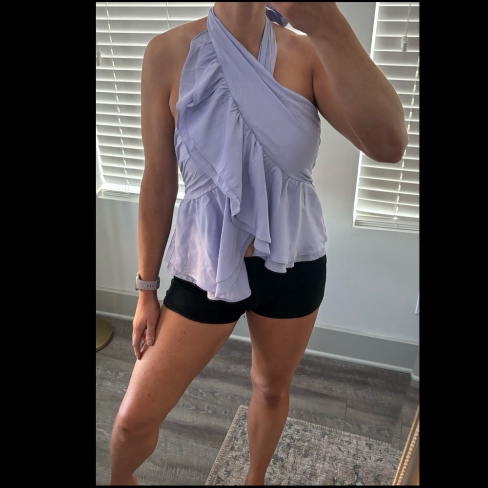 Lavender ruffle halter top